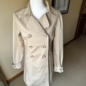 Vintage 2007 Old Navy Classic Khaki Trench Coat sz S/M Y2K Capsule Wardrobe